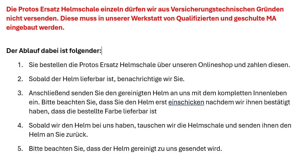 PROTOS® Ersatz Helmschale